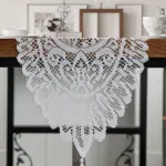 Extra Long Lace Tassel Table Runner 33x183cm, Beige, Match Rustic & Modern Home Style