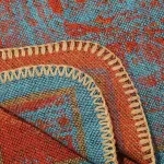 Bohemian Faux Cashmere Shawl, Unique Striped Trim Tie Dye Pattern, Deep Red