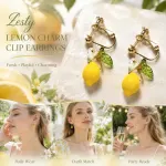 Comfort Clip On Earrings, Clear Lemon Single Flower Leaf, No Piercing Required, Pair