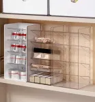 4 Tier Slanted Grid Acrylic Storage Rack, Clear Cosmetic Display Holder For Makeup Brushes & Skincare Items