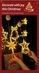 Warm White Christmas Tree LED Suction Curtain Lights, Battery Operated Festive Window Holiday Lighting
