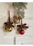 Single Iron Bell Decor With Red Velvet Bow, Classic Xmas Tree And Door Hanging Ornament