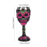 Resin Skull & Rose Embossed Goblet, Artistic Sculpted Cocktail Cup, Festive Bar Decor for Christmas & Halloween Holiday Occasion