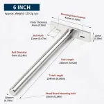 6″ Nickel Hidden T Shelf Bracket 2Pcs w/ 5×60&5×80 Screws