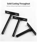 4″ White Hidden T Shelf Bracket 2Pcs w/ 5×60&5×80 Screws