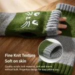 Warm Spliced Half Finger Knit Gloves Stylish Hand Palm Protection Mittens 2 Pcs Cat Head Orange Pattern Suitable for Christmas Gifting