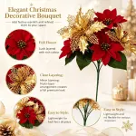Christmas Gold Flower Bundle Artificial Floral Bunch DIY Home Decor SD56 2 Pcs Recommended Christmas Holiday Gift