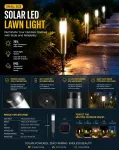 Large Black Warm White Solar LED Outdoor Garden Light