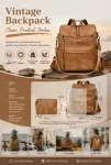 Two-Tone Coffee Textured Women Retro Backpack Multi Functional Large Capacity Bag
