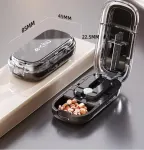 2pcs Cream White Pill Box with 1/2 Pill Cutter
