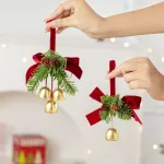 2 Pack D1 Christmas Pinecone Single Bell Red
