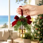 2 Pack D5 Christmas Pinecone Triple Bells Red