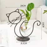 2 Pack Flamingo Iron Flower Ware – Black Sitting Cat + Gold Standing Cat (Heart Bottle)