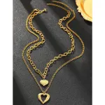 2Pcs Gold Heart Necklace