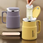 600ML Multi-Functional Mug, Three Drinking Modes: Direct Drink, Straw, Open Mouth, Bottom Storage for Folding Spoon, 304 Stainless Steel Inner Liner – A Must-Have Hydration Tool for Lazy People. – White