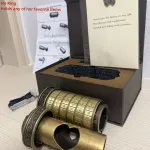 Vintage Mini Combination Lock, Educational Toy, Boxed Puzzle Game, Creative Puzzle Gift Set, Brain Teaser, Fun Creative Romantic – Red Copper