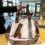 Minimalist Stylish Multi-Function Bag, PU Material, Contrast Stitching & Rhinestone, Shoulder / Crossbody / Handheld, Large Capacity, Polyester Lining, Daily Commute Versatile. – White