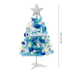 45cm Blue Mini Christmas Tree Set | Includes Star Topper, Letter Sign, Ornament Balls & Snowflake Decorations, Fresh & Dreamy Desktop Holiday Décor (No Lights Version)