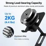 Aluminum Alloy Dual Device Stand for Phone Tablet, 360° Silent Rotation, Weighted Base 2KG Capacity, Hollow Heat Dissipation, Anti-Slip Silicone, Foldable Portable – Silver