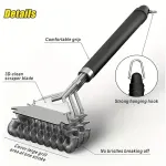 Bristle-Free Stainless Steel BBQ Grill Brush Heavy Duty Steam Clean Coil Head with Scraper