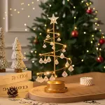 Warm Light Iron Art Crystal Christmas Tree Lamp, Battery Powered, Perfect for a Cozy Holiday Ambiance