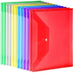 12 Pcs Plastic Document Folders With Snap Closure, Plastic Envelopes, A4
