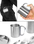 Outdoor Stainless Steel Camping Mug with Screw Cap, Silver, 300 ml