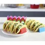 6 Piece Stackable ABS Taco Stand Set, Assorted Colors, Countertop Display