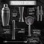 Stainless Steel Cocktail Shaker Set, Matte Black