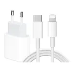 2pcs Fast Charger with USB-C to Lightning Adapter 20W, 2m Cable White