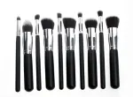 10pcs Professional Makeup Brushes Set, Silver Black