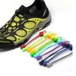 Two shoes with elastic laces including drawstring, Black