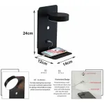 2 Pack Indoor LED Wall Lights with USB Port Switch and 330 Degree Rotatable Reading Lamp, 12W