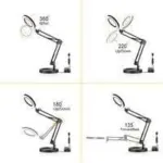 5X LED Magnifying Lamp, Adjustable Rotating Arm Desktop Magnifying Glass Lamp, Glass Lens, for Maintenance, Crafts, Reading, Sewing, Black