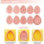 10 Pack Easter Cookie Cutters with 3D Stamps