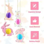 4 Pack 3D Paper Honeycomb Bunny Decorations