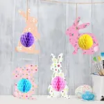 4 Pack 3D Paper Honeycomb Bunny Decorations