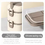 4-Layer Leakproof Stackable Stainless Steel Bento Box Lunch Box with Spoon Chopsticks for Adults and Kids School Picnic Work, Cream White