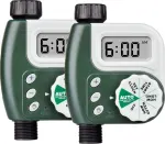 2 Pack Programmable Digital Garden Hose Water Timer with LCD Screen, 1 Outlet, Battery Powered, Built in Rain Delay, Water Resistant