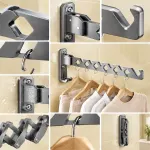 2 Pack Foldable Wall Mounted Drying Rack, Aluminum Clothes Drying Rack for Bathroom Balcony, Waterproof, 34x3x13 cm