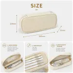 Large Capacity Pencil Case with Elastic Pen Holders, Multifunctional Pen Pouch for School and Office, Durable Zipper Design, 22×5.5×10 cm