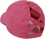 Women’s Cross Ponytail Baseball Cap, Adjustable Quick Dry Hat, Pink Red