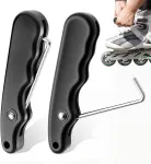 2 Pieces Folding Shoe Lace Puller, Stainless Steel Hockey Skate Lace Tightening Tool, Portable Black Boot Lace Tightener for Ice Skates & Figure Skates Lace Tightener