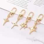 4Pack North Star Keychain-Gold Star Keychains, Vintage Y2k Star Keychain, Cross Star Pendant Keychain for Handbag, Backpack, Car Holder, Ideal for birthdays, Christmas, Mother’s Day ( 2.6×0.79” )
