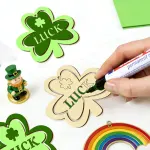 20Pcs Wooden Shamrock Ornaments to Paint, 3.2 Inch St. Patrick’s Day Unfinished Wood Shamrock Cutouts, DIY Blank Luck Clover Shape Hanging Ornaments Ropes with for Crafts Tree Home Decor