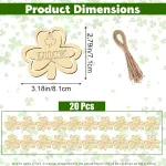 20Pcs Wooden Shamrock Ornaments to Paint, 3.2 Inch St. Patrick’s Day Unfinished Wood Shamrock Cutouts, DIY Blank Luck Clover Shape Hanging Ornaments Ropes with for Crafts Tree Home Decor