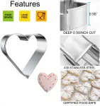 5 Pieces Heart Cookie Cutter Set – Valentine’s Day Heart Shapes Stainless Steel Cutters Molds for Anniversary, Bridal, Engagement and Wedding, Baking Gifts