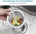 4PCS Heavy Duty Stainless Steel Sink Strainer,Sink Basket Set, Fits Most Kitchen Sinks 4.5”, Bathroom Sinks 2.75”,Shower Drains