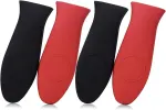 4 Packs Silicone Hot Handle Holder Kitchen Heat Resistant Fry Pan Milk Pot Sleeve Grip Handle Cover Potholder for Cast Iron Skillets Griddles Metal & Aluminum Cookware – Black & Red