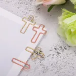 100 Pieces Cross Paper Clips with Clear Plastic Box Gold and Rose Gold Color Cute Paperclips Christian Journaling Supplies Metal Clamps Bible Study Gifts for Bookmark Office Document Note